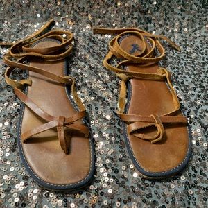 Brown Gladiator Lace Up Sandals